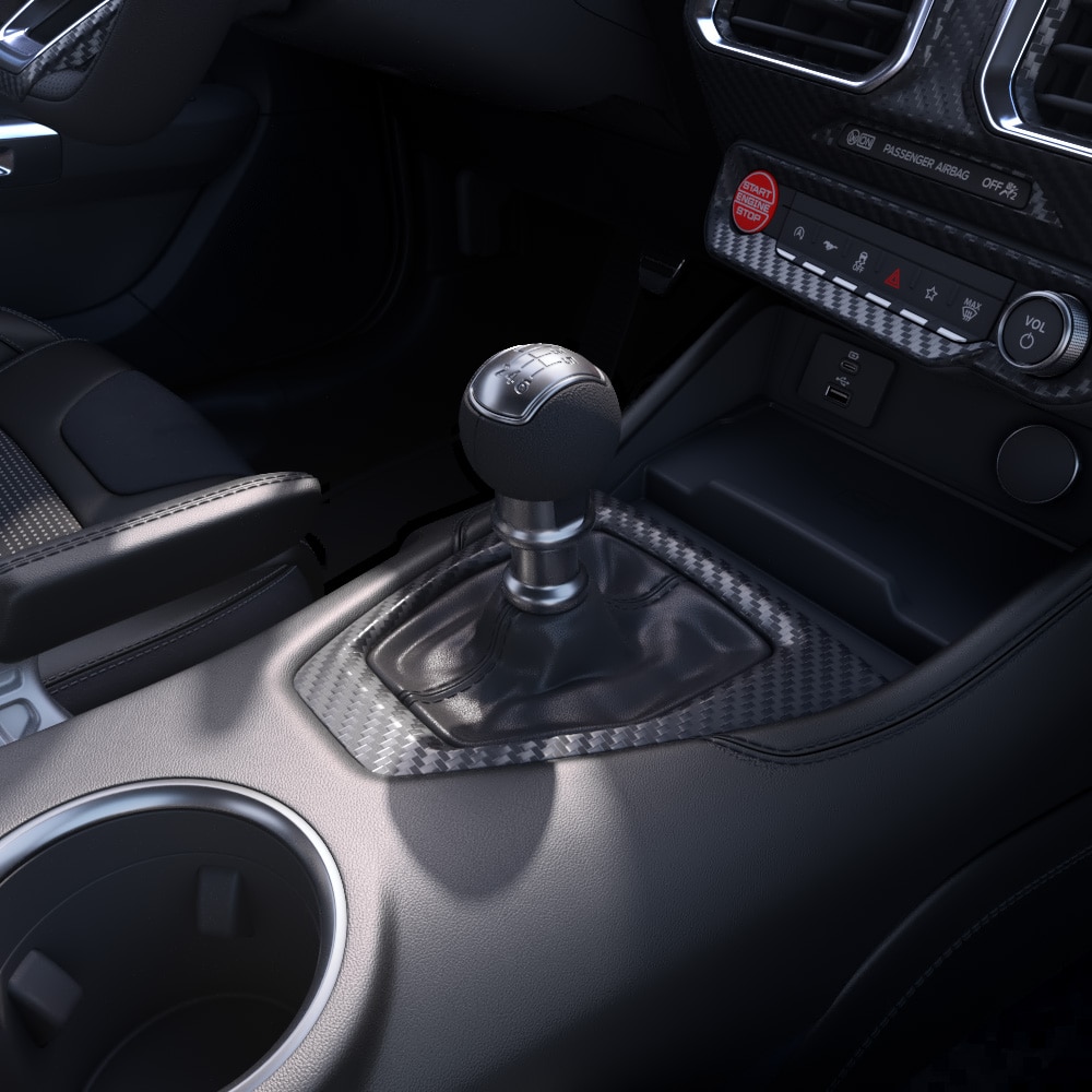 Ford Mustang Innenraum. Detailansicht Drift-Handbremse.