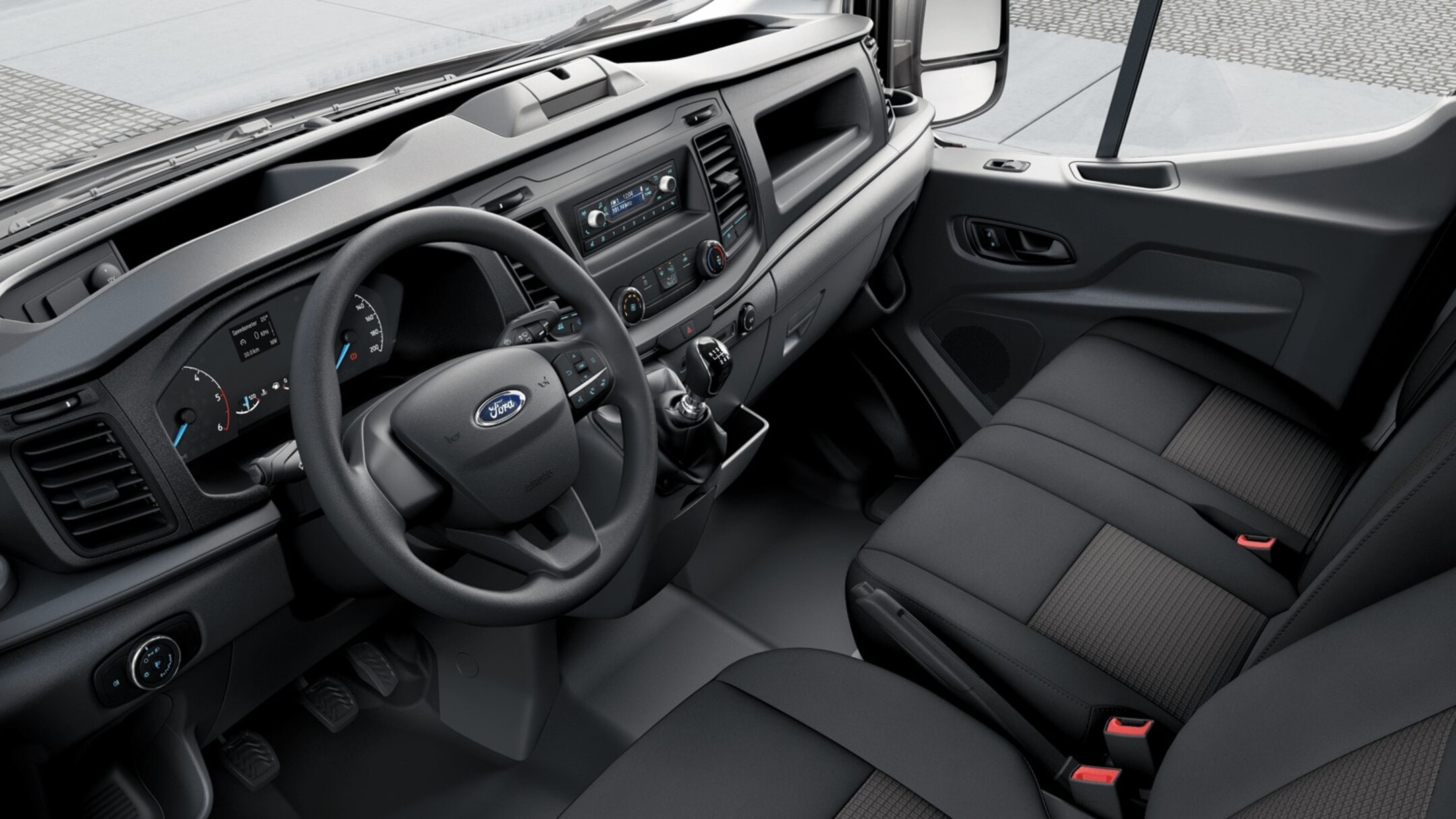 Ford Transit Kastenwagen PKW Innenraumansicht Detail Blick von Fahrersitz