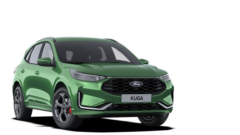 Ford Kuga grün, Sicht von drei Vierteln vorne
