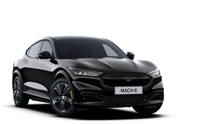 Ford Mustang Mach-E schwarz, Sicht von drei Vierteln vorne