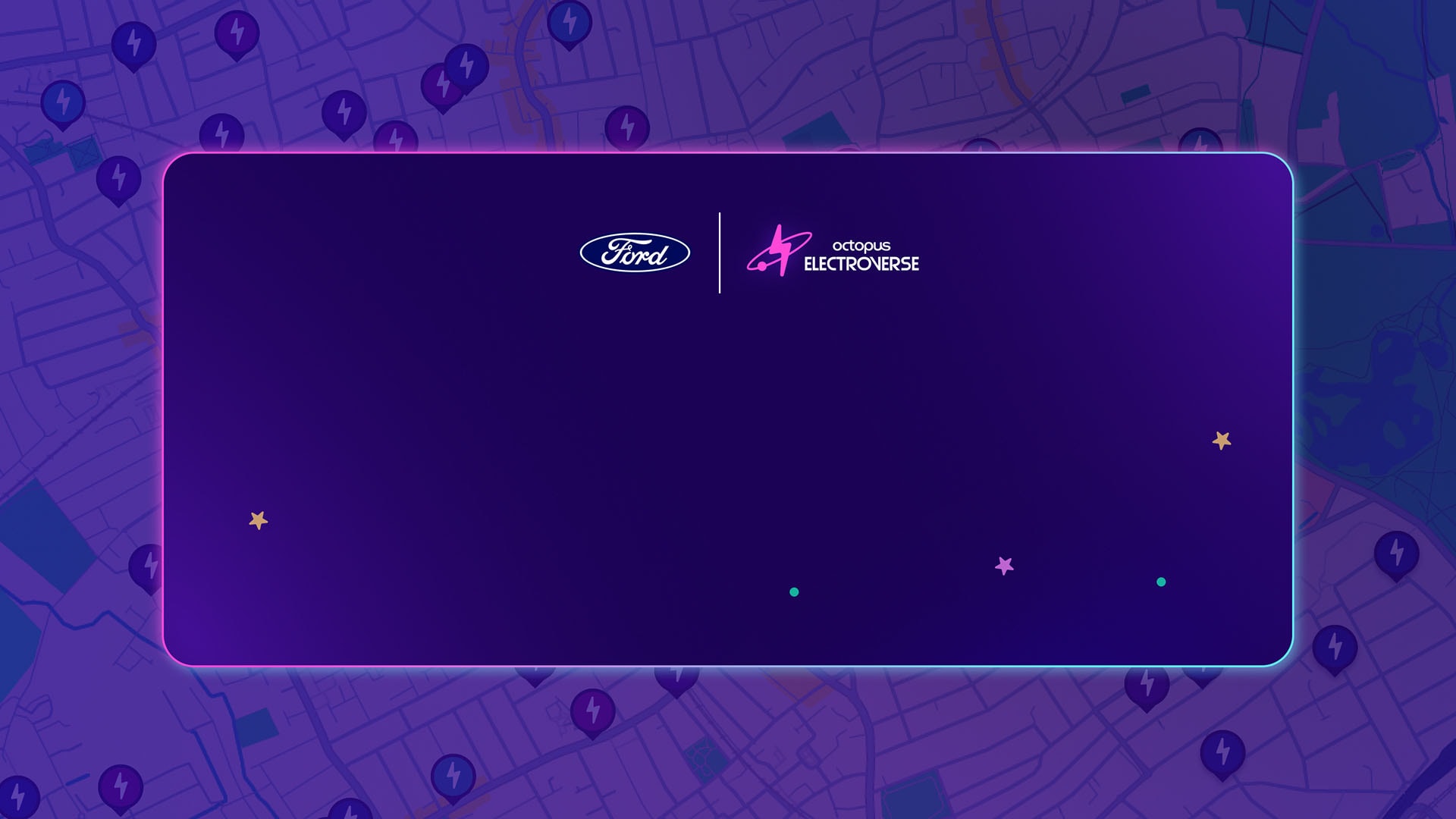 Nebeneinander das Ford-Logo und das Octopus Electroverse-Logo, die eine neue Partnerschaft hervorheben, die für einfacheres Laden an öffentlichen Ladestationen steht.