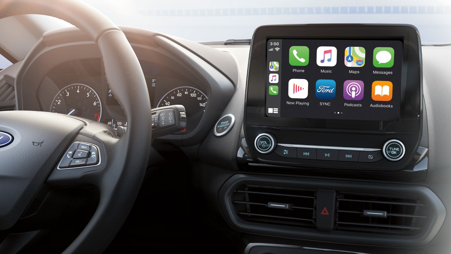Fahrzeuginnenraum, Detailansicht Ford SYNC 3-Touchscreen.