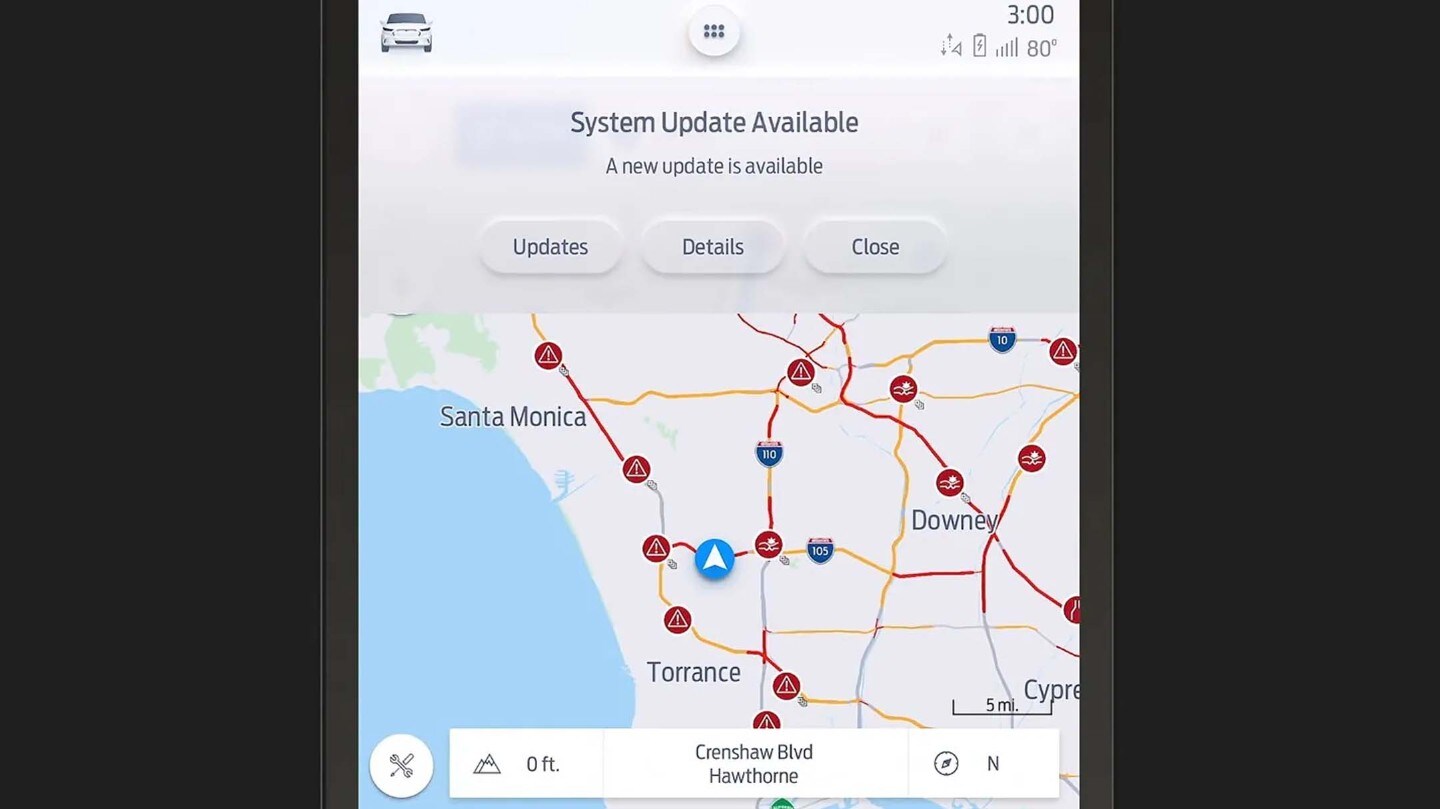 Karte mit Benachrichtigung zum System-Update
