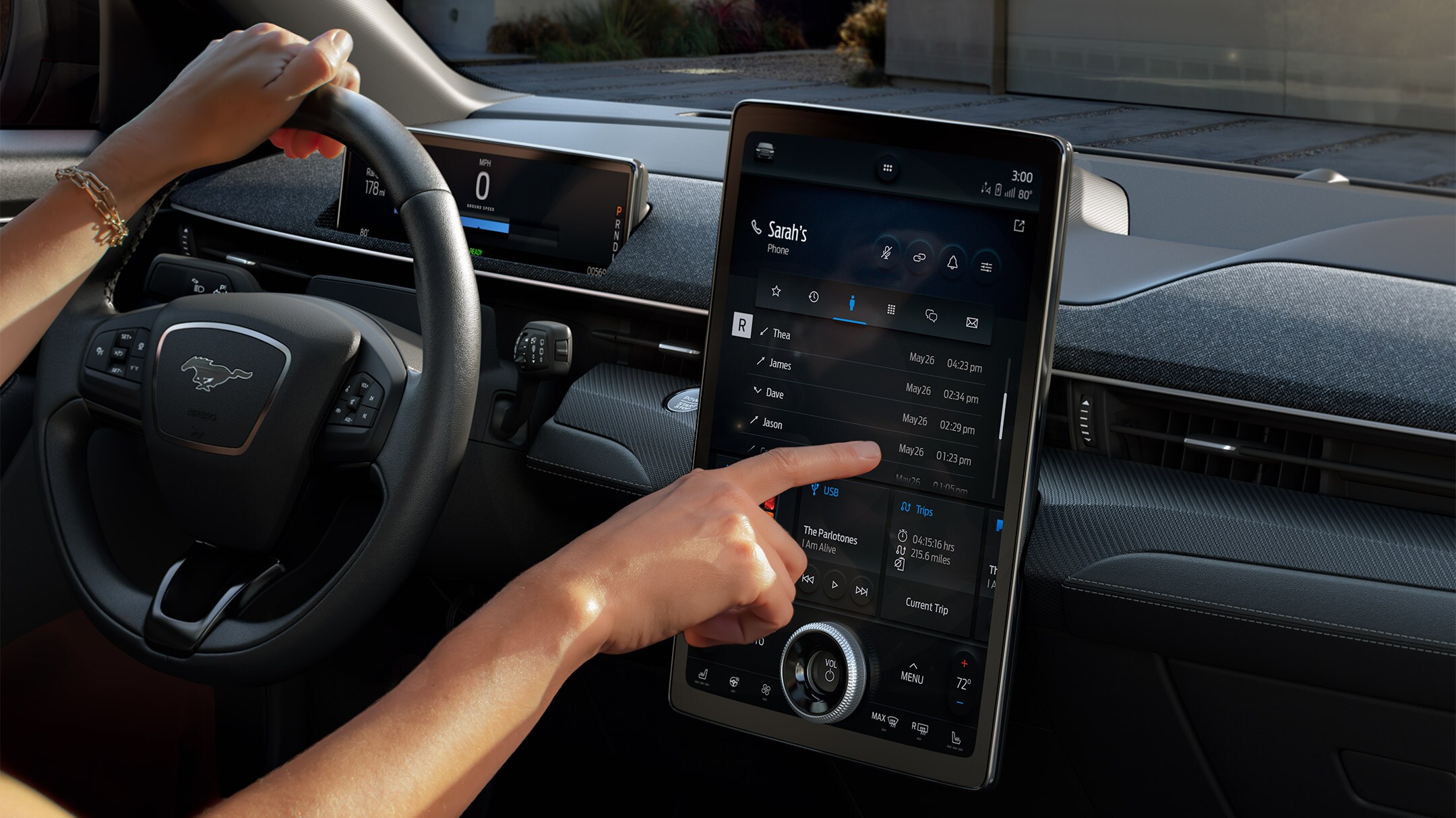 Ford Mustang Mach-E Innenraum. Detailansicht Ford SYNC 4A Touchscreen 