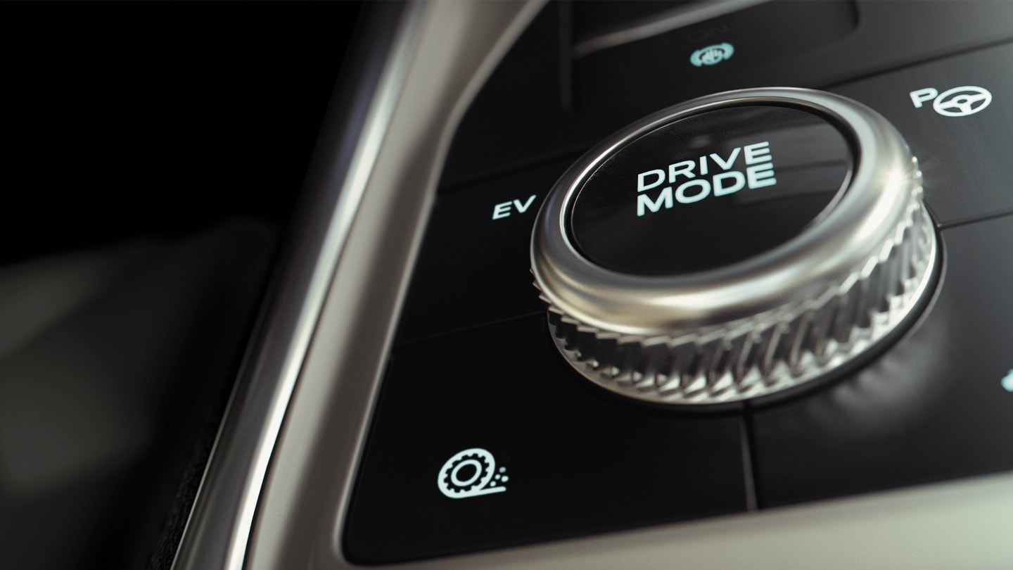 Ford Explorer Plug-in-Hybrid. Innenraum Detailansicht selektiver Fahrmodus-Schalter