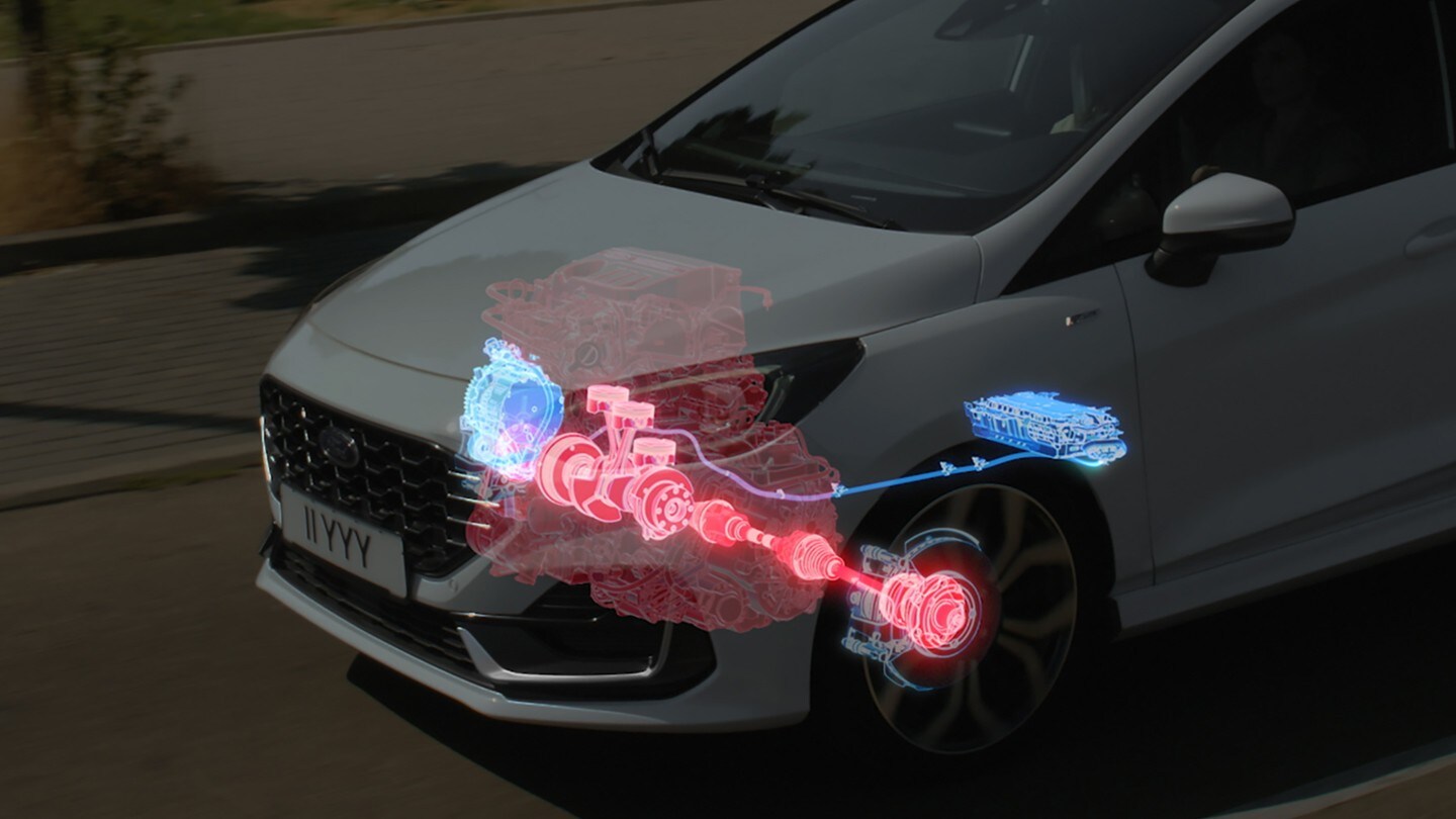 Ford Fiesta, Illustration EcoBoost-Hybridtechnologie
