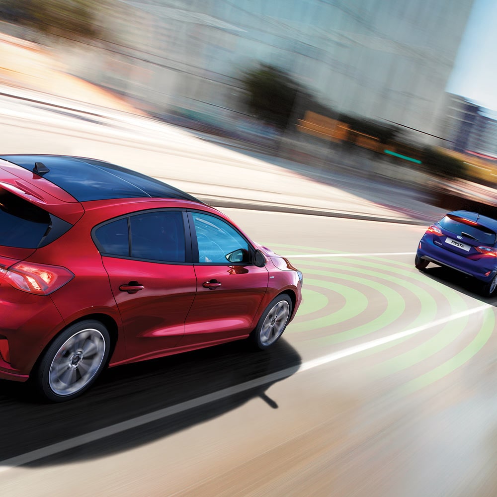Ford Focus Illustration Aktiver Notbremsassistent.