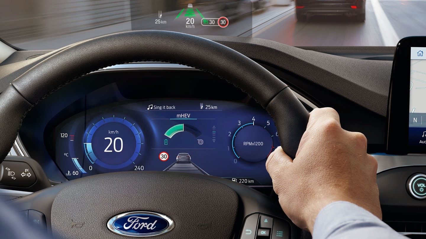 Ford Focus ST Innenraum. Ansicht Head-up-Display