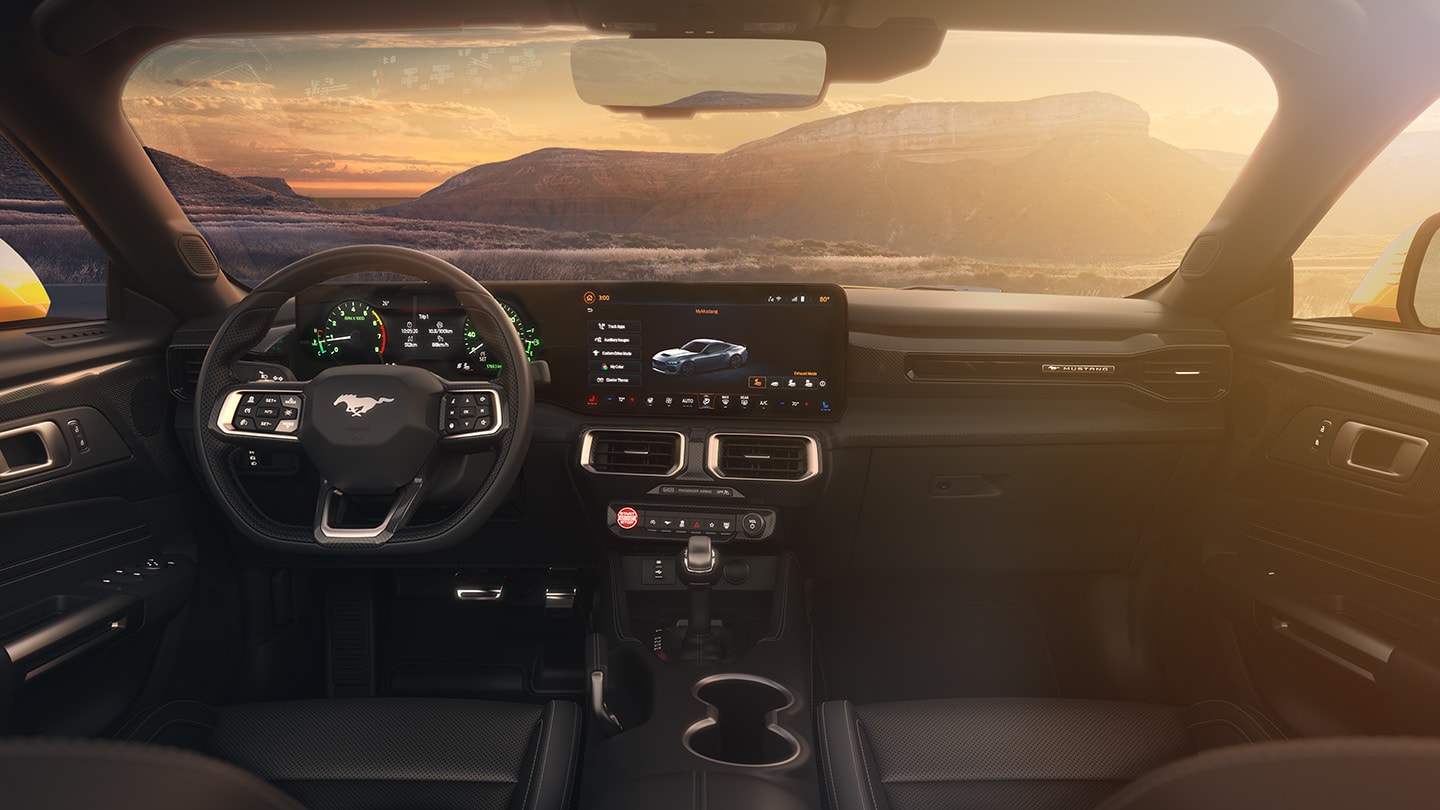 Ford Mustang Innenraum. Ansicht auf Instrumententafel. 