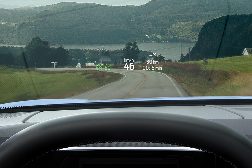 Der vollelektrische Ford Explorer, Head-up-Display.