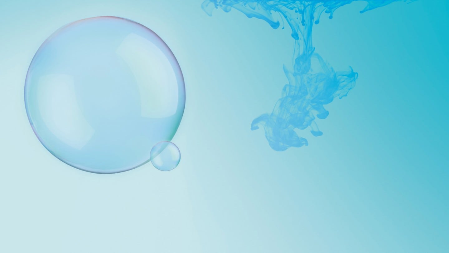 Illustration blaue Blase niedrige Emissionen symbolisierend