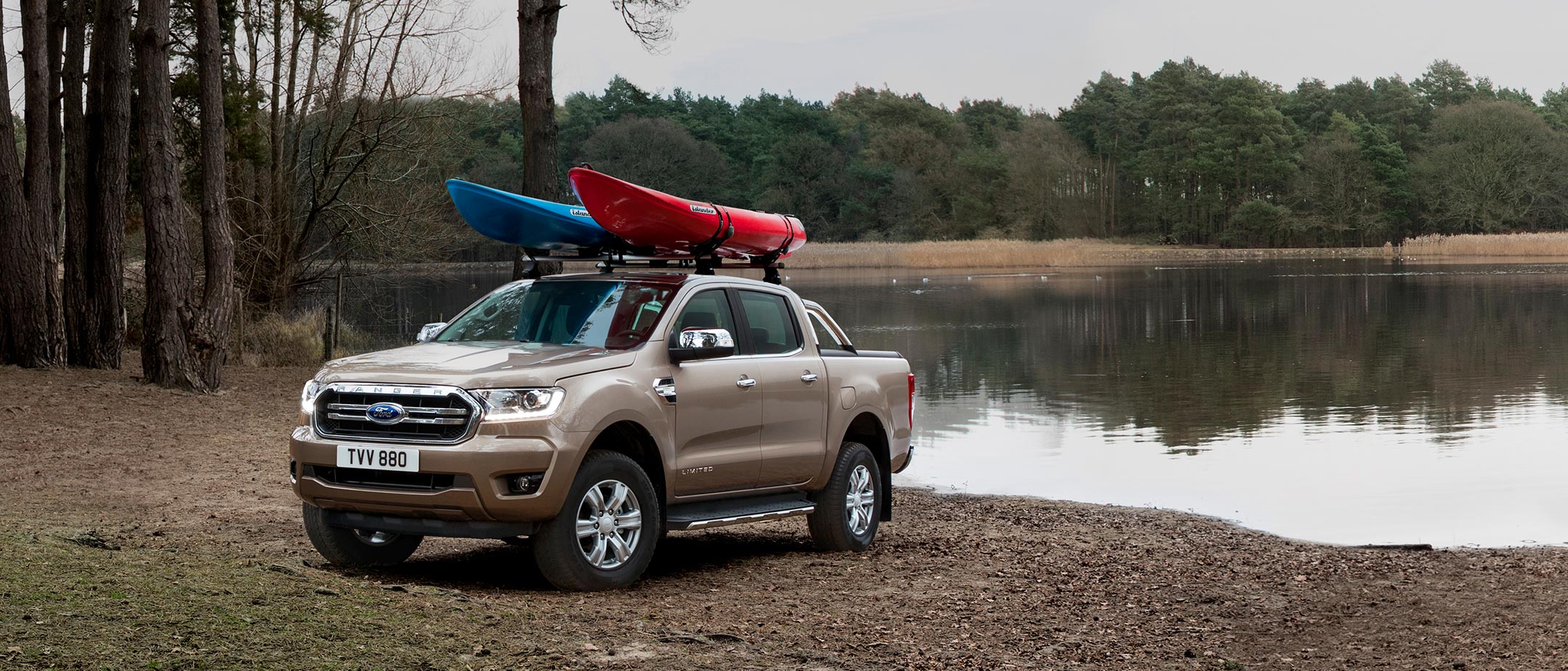 Ford Ranger parked near lake