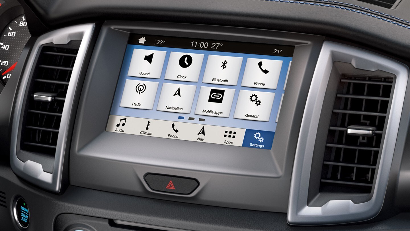 Ford Ranger Innenraum. Detailansicht Ford SYNC 3
