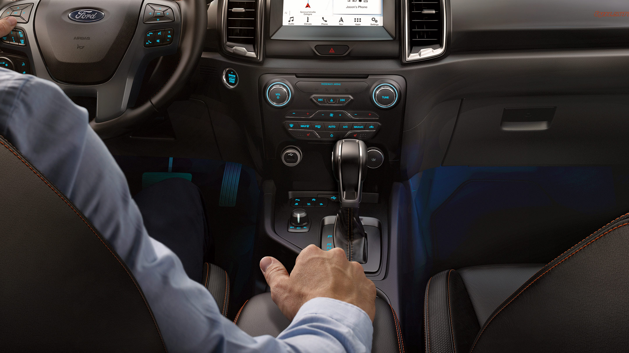 Ford Ranger Innenraum. Bedienelemente und Ambientebeleuchtung im Detail