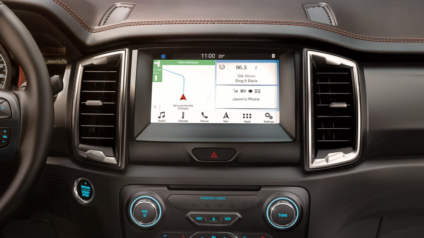 Ford Ranger Innenraum. Detailansicht Ford Navigationssystem