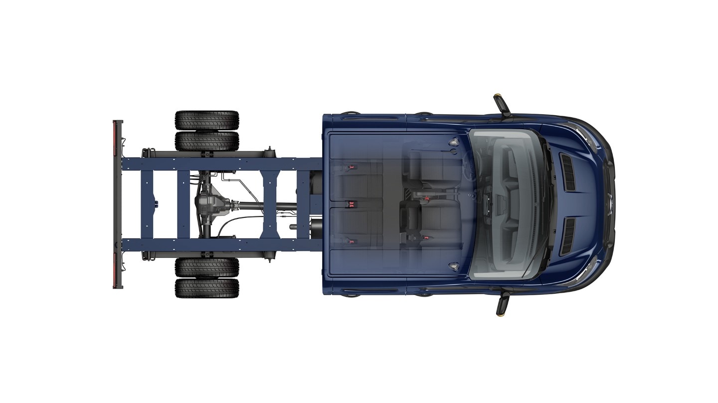 Ford Transit Fahrgestell Doppelkabine. Vogelperspektive