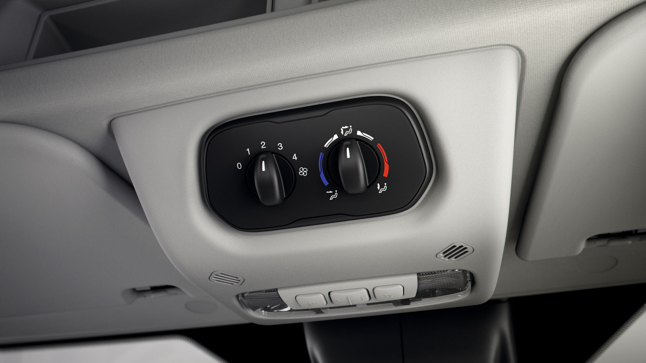 Ford Transit Bus Innenraum. Detailansicht Klimaautomatik.