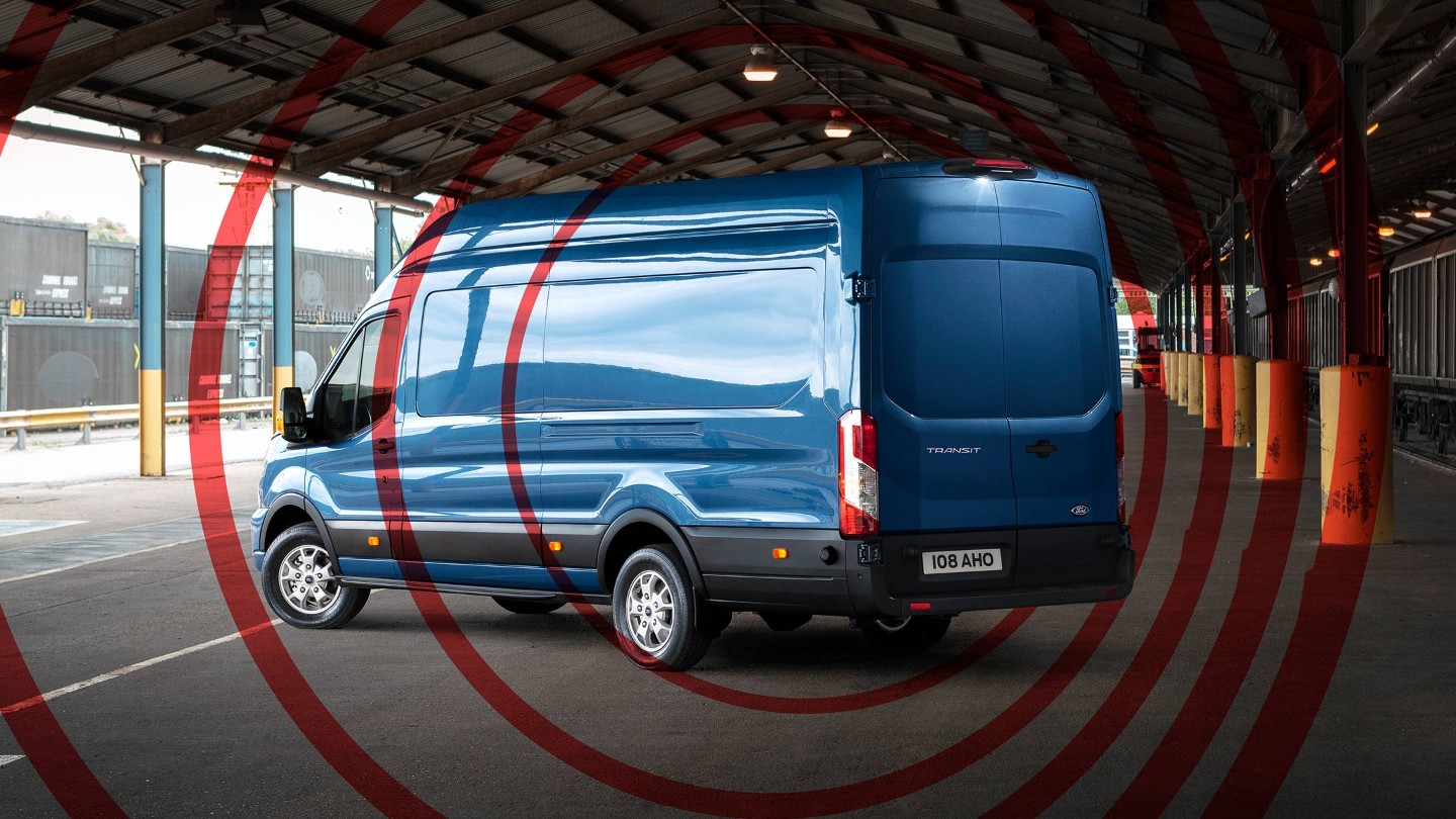 Ford Transit in Blau, Visualisierung Diebstahl-Alarmanlage