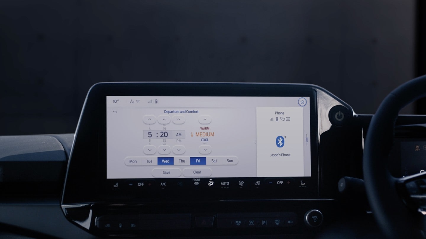 Ford Transit Custom Innenraum. Detailansicht Ford SYNC 4-Touchscreen.