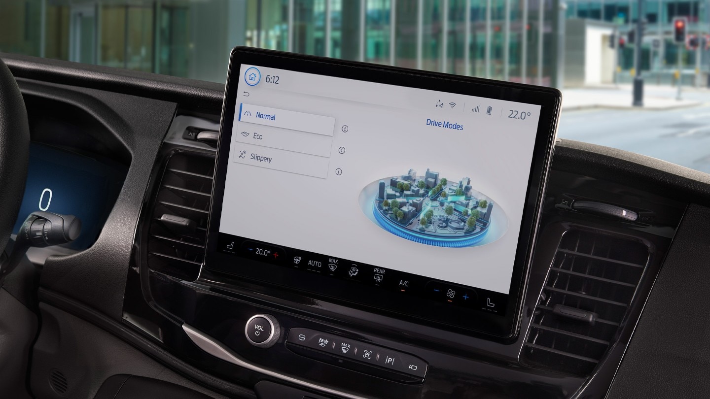 Ford E-Transit. Detailansicht Multifunktionsdisplay