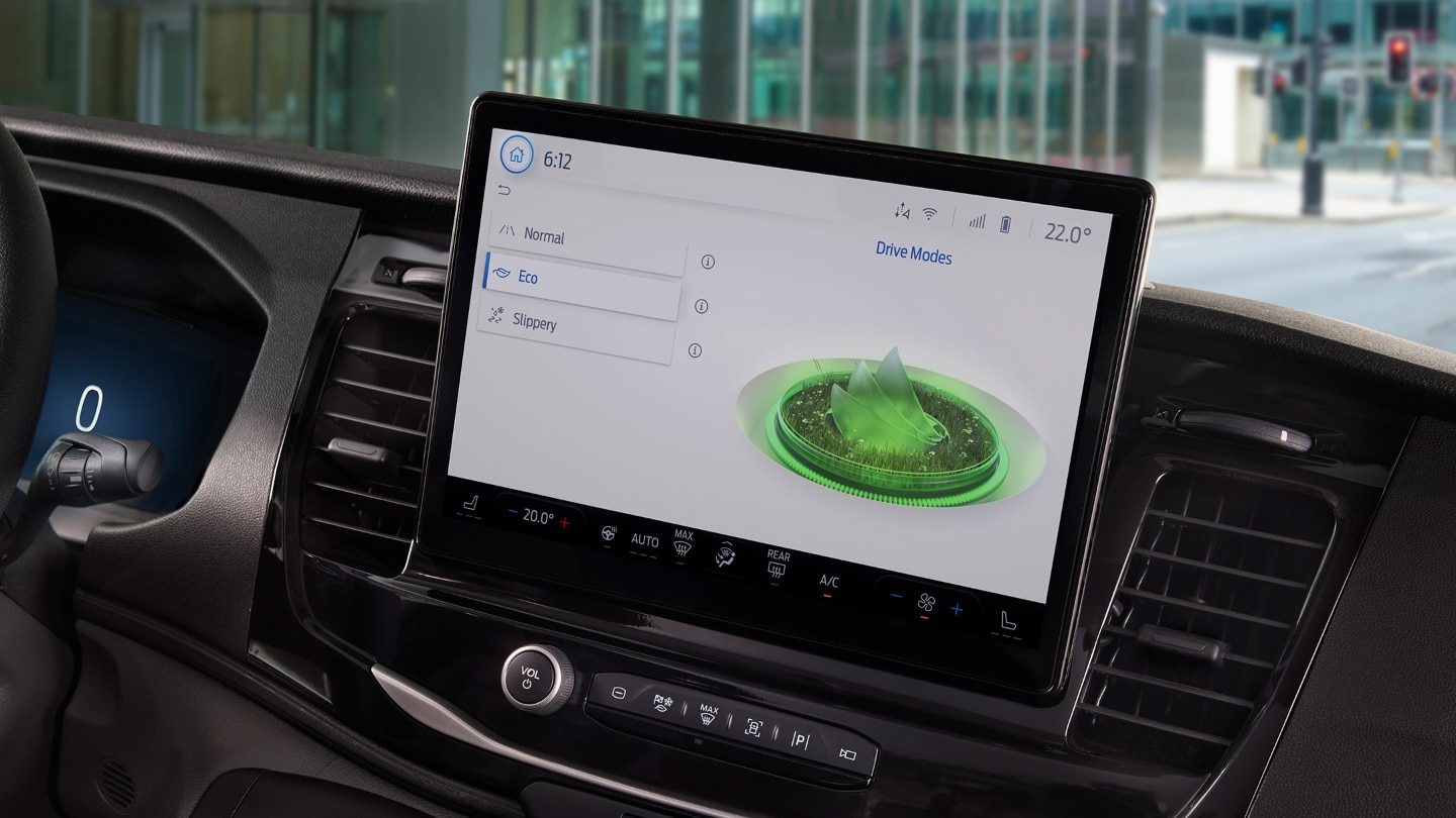 Ford E-Transit. Detailansicht Multifunktionsdisplay