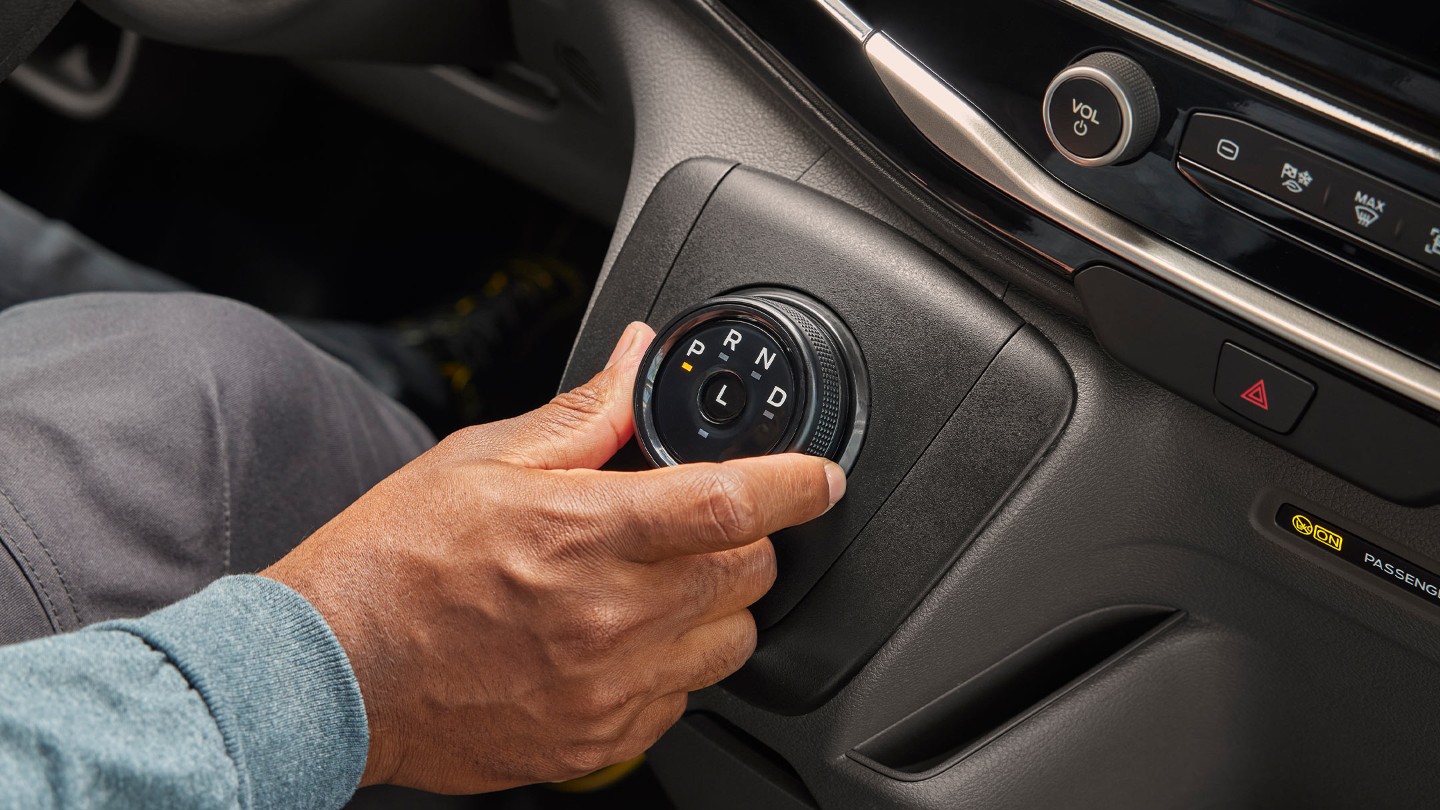 Ford E-Transit. Detailansicht Electronic Shifter (Drehschalter)