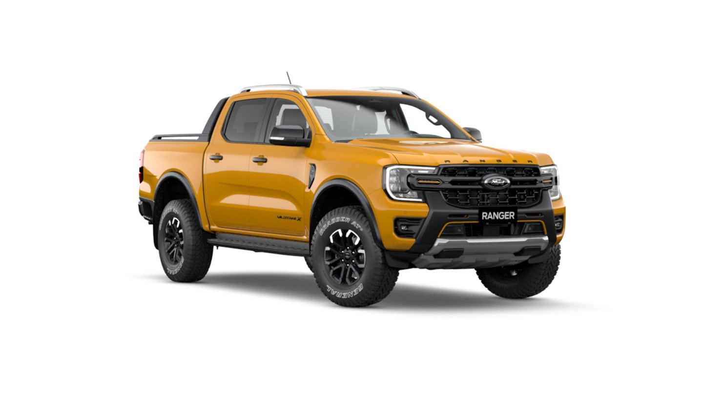 Ford Ranger Wildtrak X in Orange, Dreiviertelansicht.