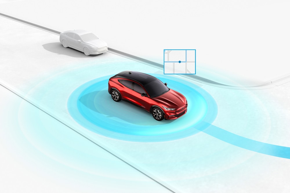 Visualisierung der Fahrerassistenztechnologie.