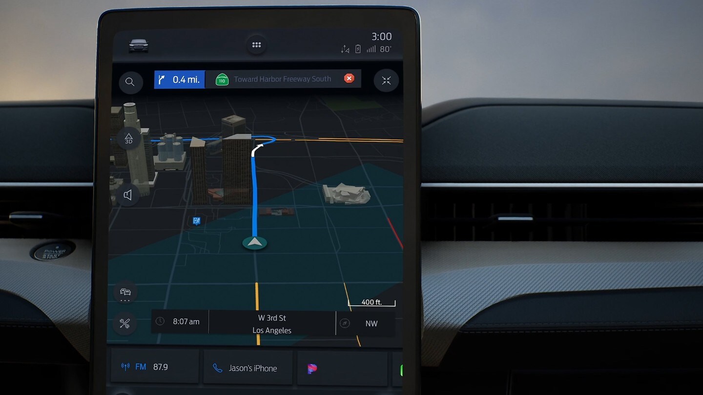 Navigation auf dem Ford SYNC 4A Touchscreen